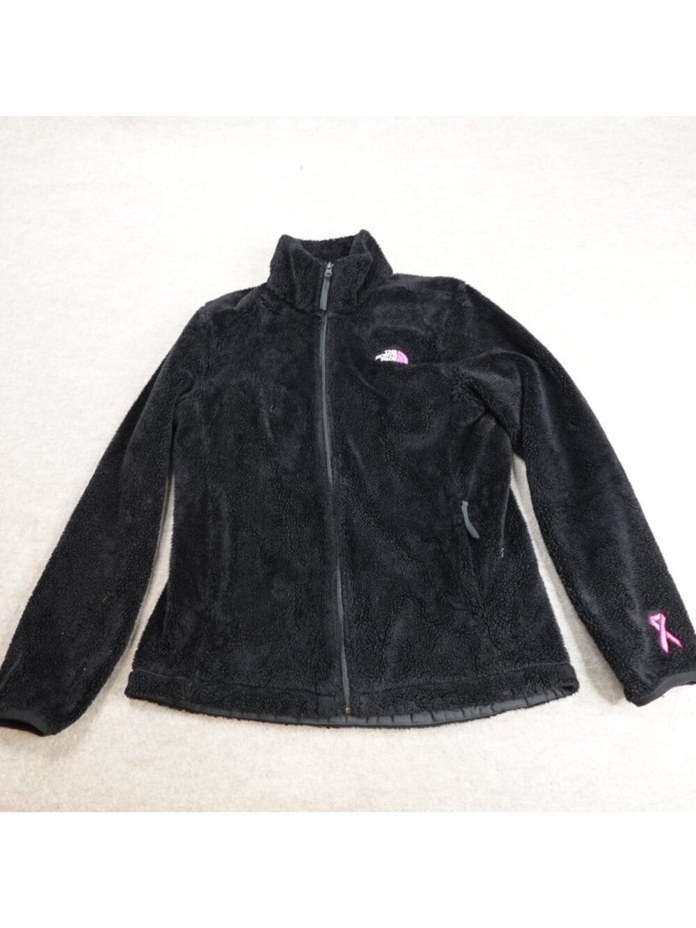 The North Face Womens Jacket Medium Black Osito Fleece Breast Cancer Awareness